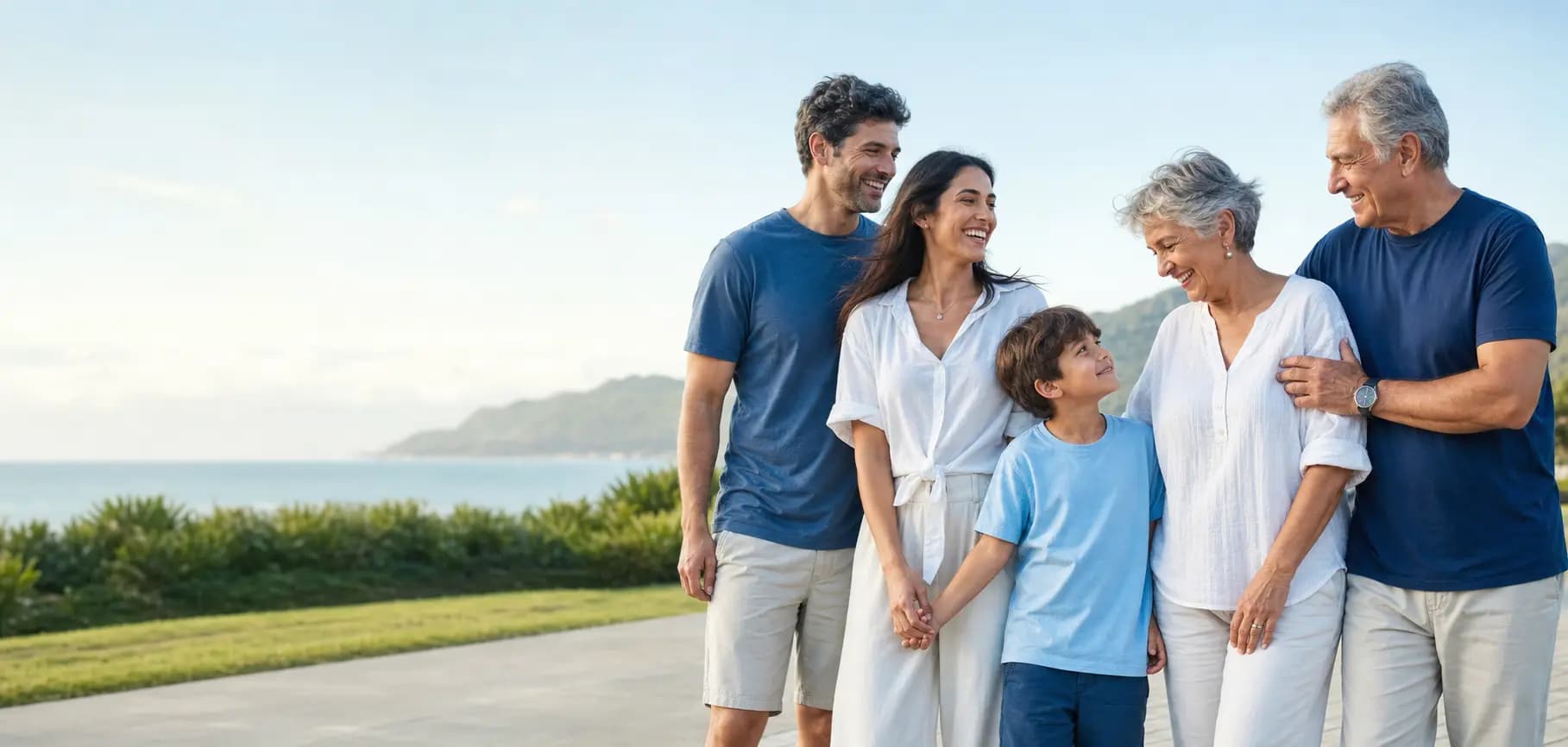 Família brasileira reunida ao ar livre